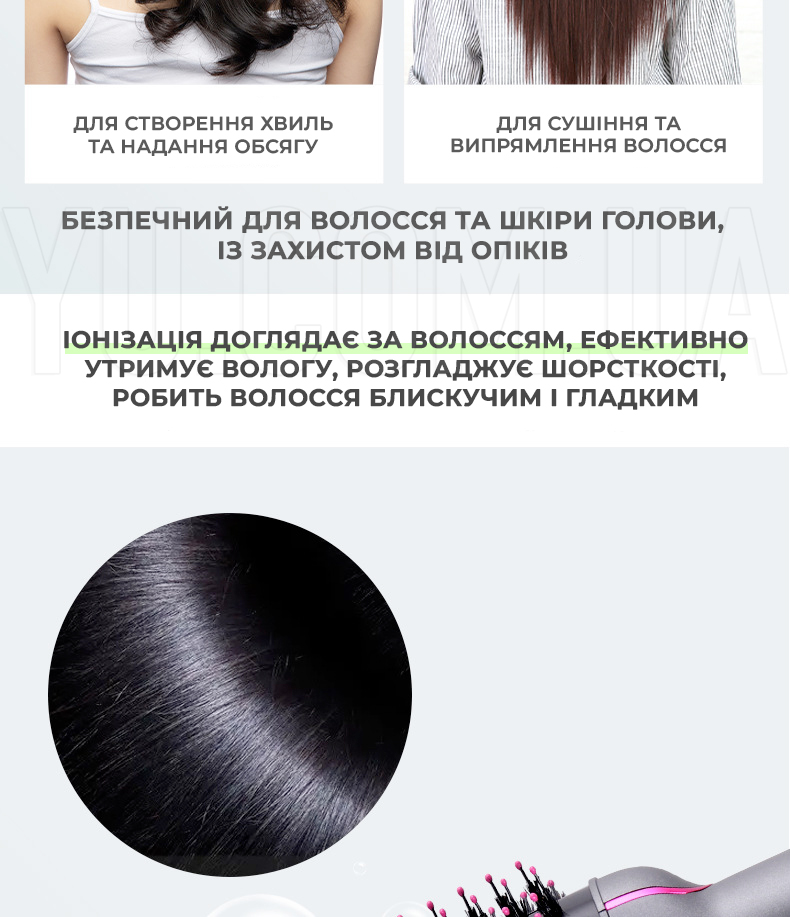 Фен-щітка стайлер для волосся RAF R411 щітка для сушіння волосся Фен-щітка стайлер для волосся RAF R411 щітка для сушіння волосся